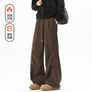 保暖百搭长裤 男复古宽松冬季 加绒加厚直筒休闲裤 悟空有货潮牌美式