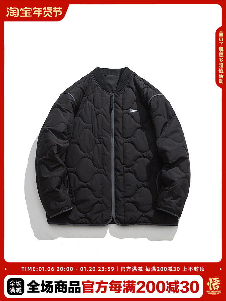 WUKONG HAS WINTER RETRO RHOMBIC THICKENED BASEBALL JERSEY COTTON JACKET MENS FASHION BRAND LOOSE COUPLE VERSATILE COTTON JACKET