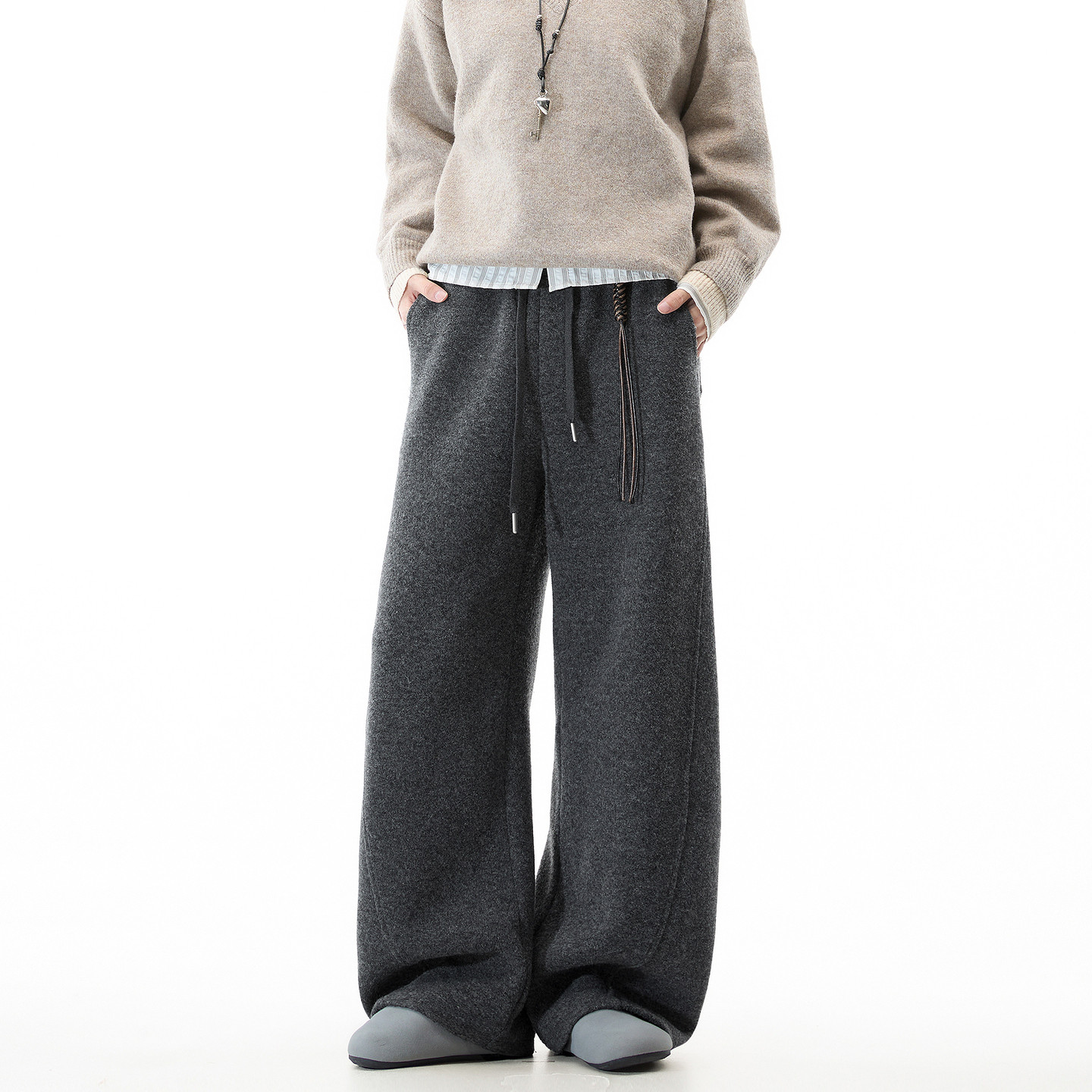 悟空有货美式复古重磅加厚羊毛运动卫裤男女冬季宽松弯刀休闲裤子,男装,休闲裤,淘宝优惠券,粉丝福利购,淘宝优惠卷