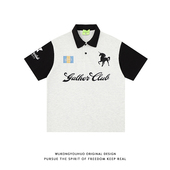 男复古潮牌情侣百搭半袖 悟空有货夏季 POLO衫 刺绣撞色短袖 体恤 美式