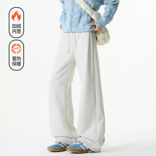 男复古宽松保暖百搭休闲裤 简约加绒垂感卫裤 冬季 悟空有货潮牌美式