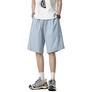 男女宽松百搭阔腿休闲短裤 辑明线运动五分裤 夏季 悟空有货潮牌美式