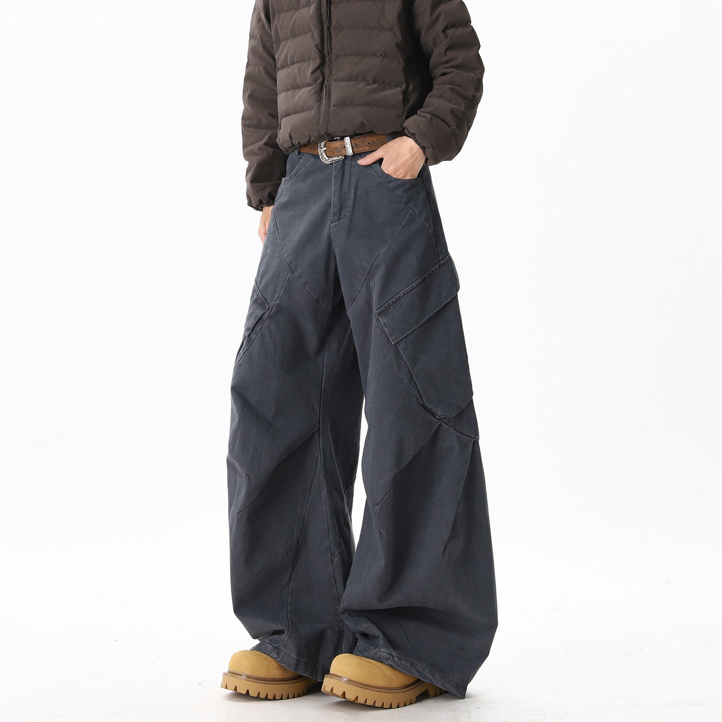 悟空有货美式潮牌解构拼接大口袋直筒工装裤男复古宽松阔腿休闲裤,男装,休闲裤,淘宝优惠券,粉丝福利购,淘宝优惠卷