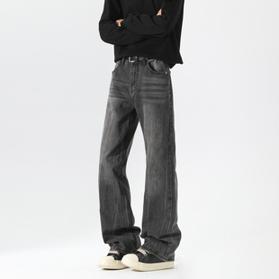 男cleanfit休闲复古微喇长裤 悟空有货美式 高街闪电裂纹水洗牛仔裤