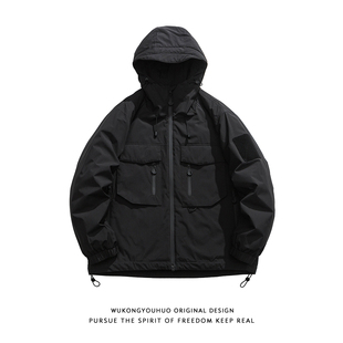 悟空有货冬季 复古立体口袋90绒连帽羽绒服男潮牌户外防寒冲锋棉袄