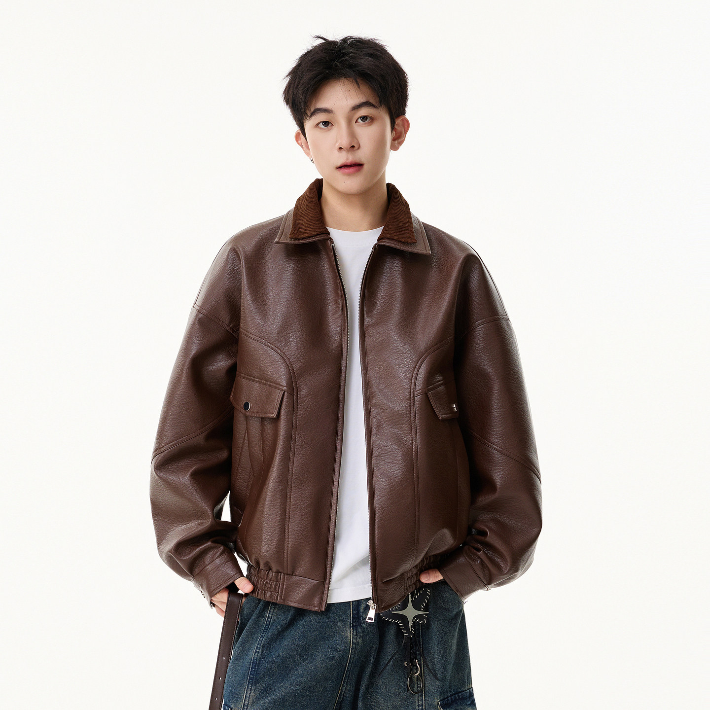 悟空有货美式复古假两件皮衣外套男女潮牌街头宽松防风机车服夹克,男装,夹克,淘宝优惠券,粉丝福利购,淘宝优惠卷