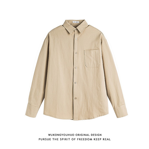 复古日系cityboy纯色工装衬衫