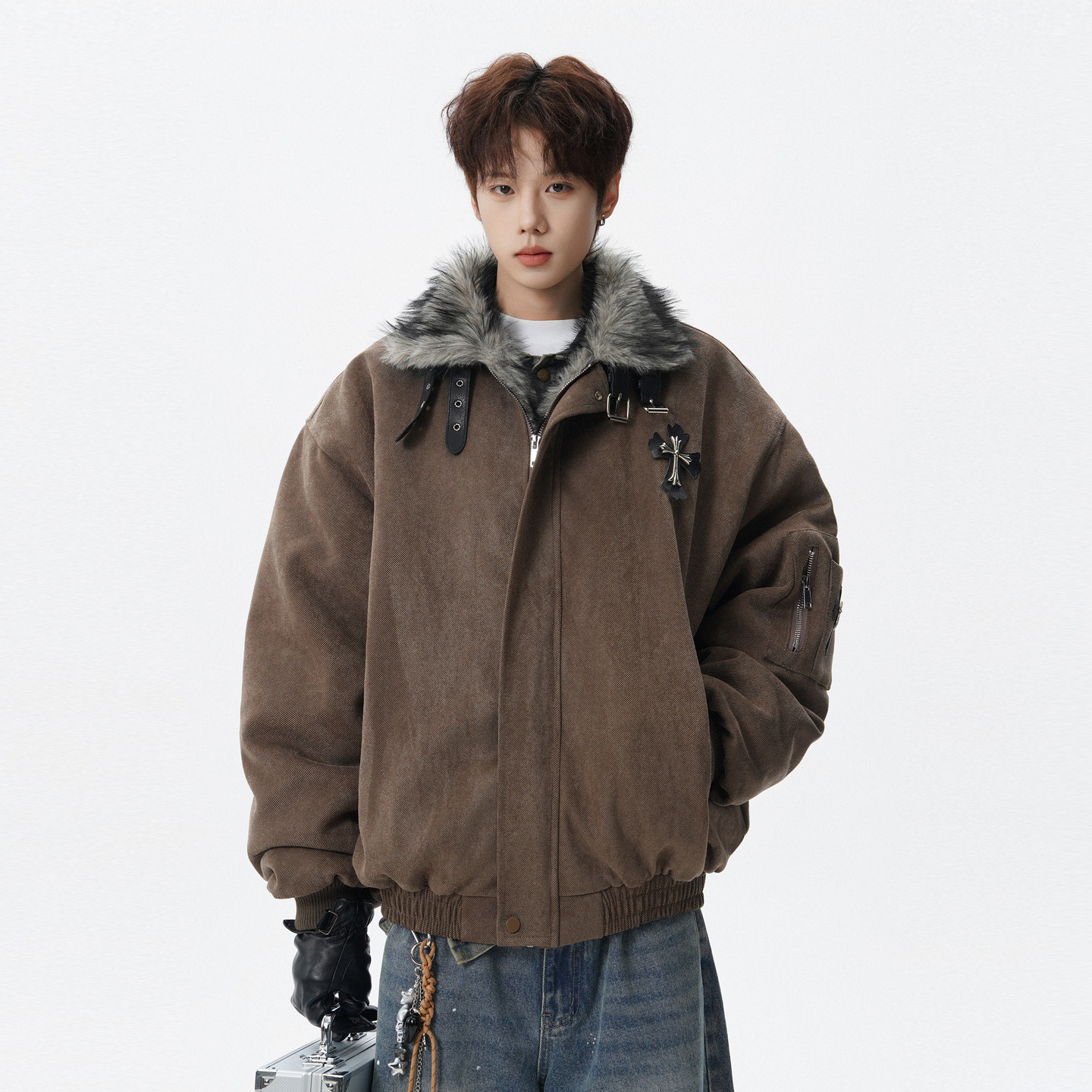 悟空有货冬季座山雕毛领加厚棉衣外套男美式复古情侣保暖休闲棉服,男装,棉衣,淘宝优惠券,粉丝福利购,淘宝优惠卷