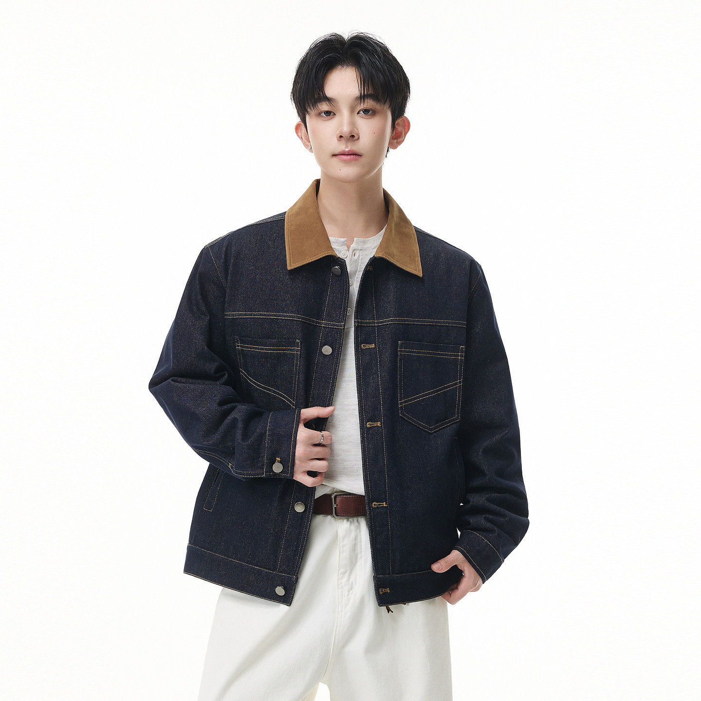 美式潮牌原牛工装短款牛仔外套男图片