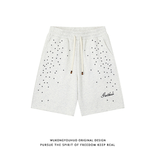 宽松百搭休闲短裤 男女美式 潮牌刺绣直筒运动五分卫裤 悟空有货夏季