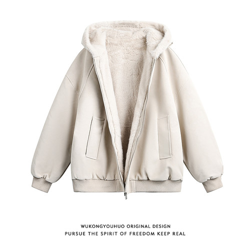 美式冬季座山雕加厚连帽皮棉衣男