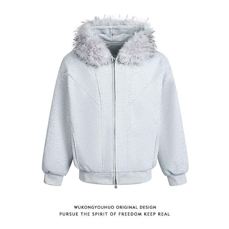 冬季可拆卸毛领cleanfit棉衣外套