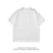 悟空有货美式 体恤 T恤男女复古宽松潮流百搭半袖 高街金属装 饰短袖