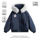 悟空有货冬季 90绒毛领连帽羽绒服男女复古潮牌保暖派克服情侣外套