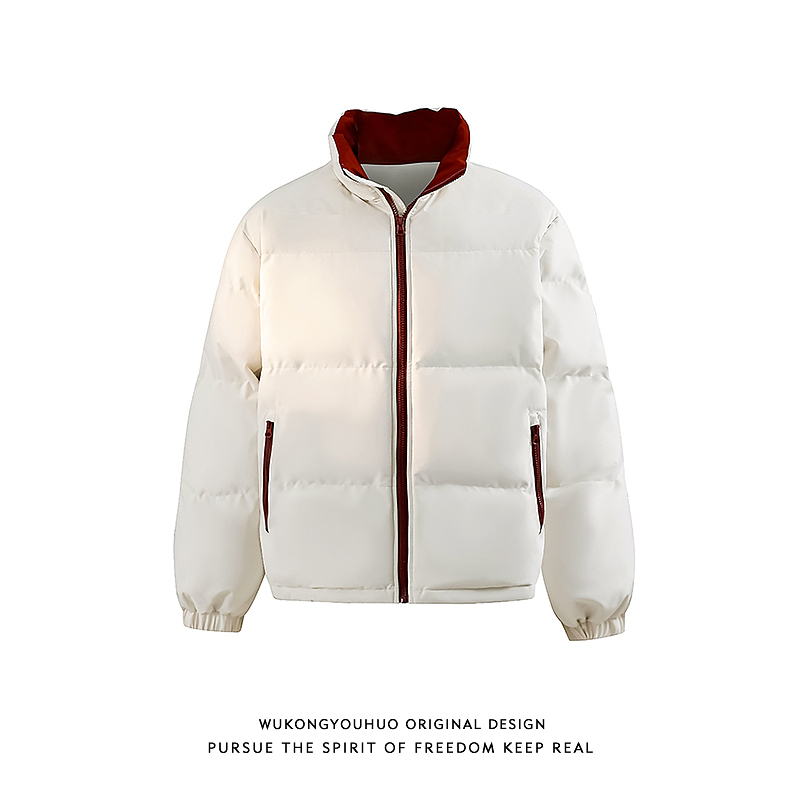 潮牌美式基础加厚立领棉服男女