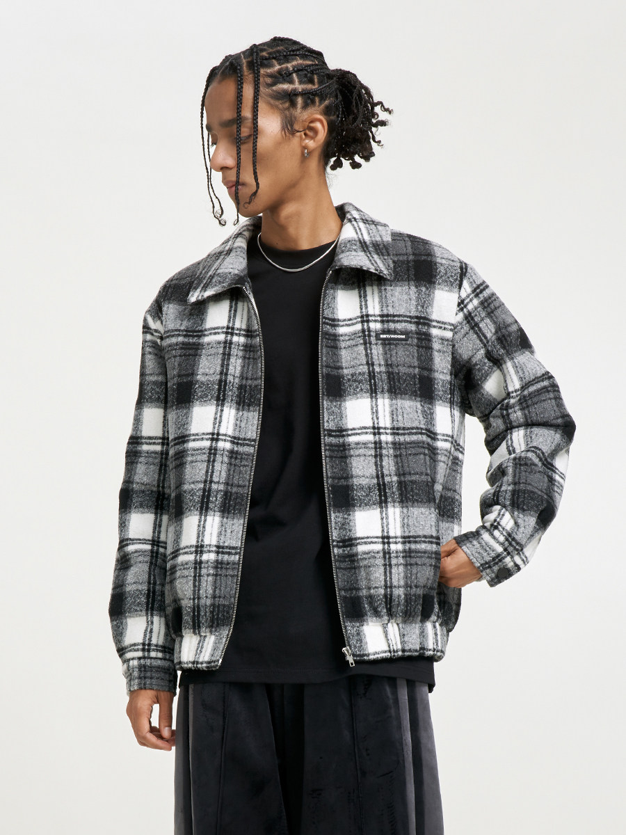 WUKONG HAS GOODS NATIONAL TIDE PLAID THICKENED WOOLEN JACKET MENS AUTUMN AND WINTER AMERICAN-STYLE LOOSE AND VERSATILE WARM COTTON CLOTHES AND COUPLES