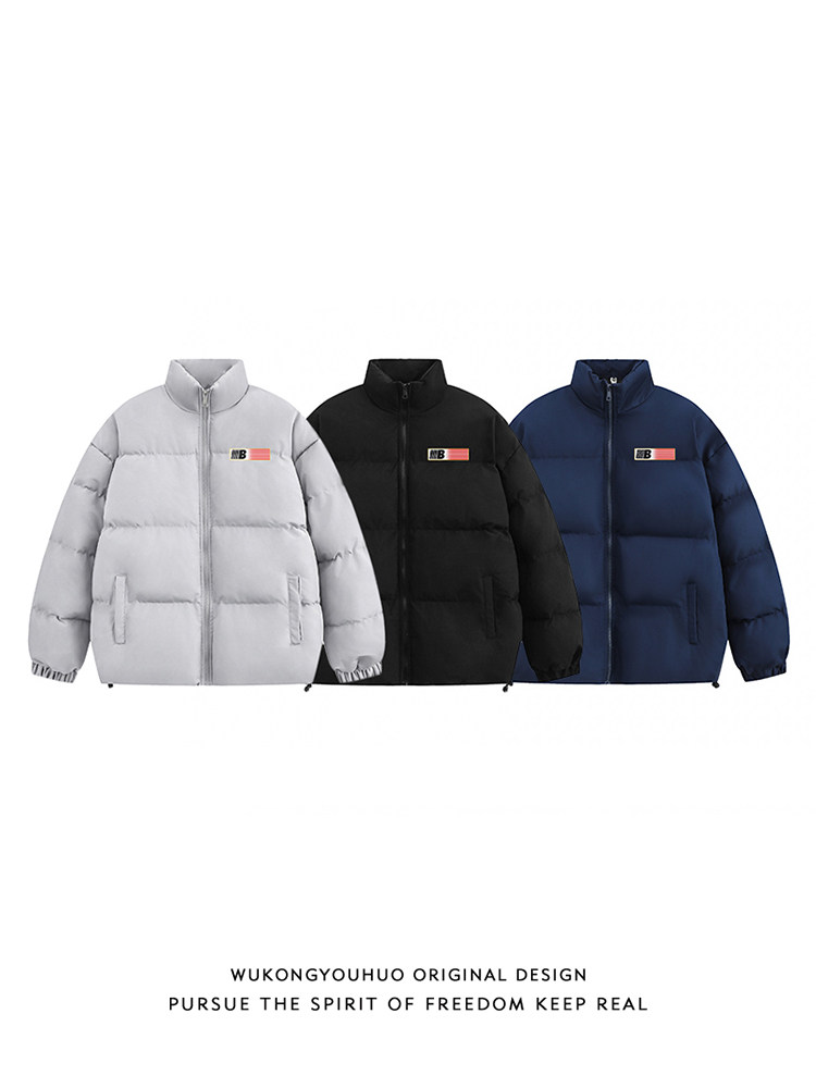WUKONG HAS GOODS NATIONAL TIDE BRAND AMERICAN RETRO LETTERS BREAD COTTON CLOTHES MENS WINTER THICKENED COUPLES HIGH STREET COTTON JACKETS