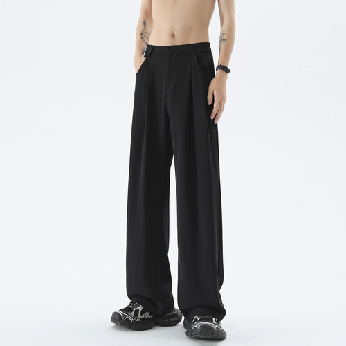 美式简约高级感黑色休闲西装长裤