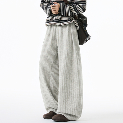 美式复古重磅打褶阔腿垂感休闲裤