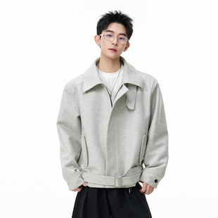 悟空有货复古多形态绑带羊毛外套男女潮牌复古宽松高级感情侣夹克