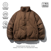 悟空有货冬季 潮牌解构加厚立领羽绒服男美式 情侣90白鸭绒防寒外套