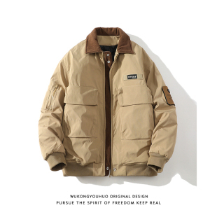 悟空有货复古潮牌日系工装 街头宽松保暖休闲棉服 翻领棉衣男女冬季