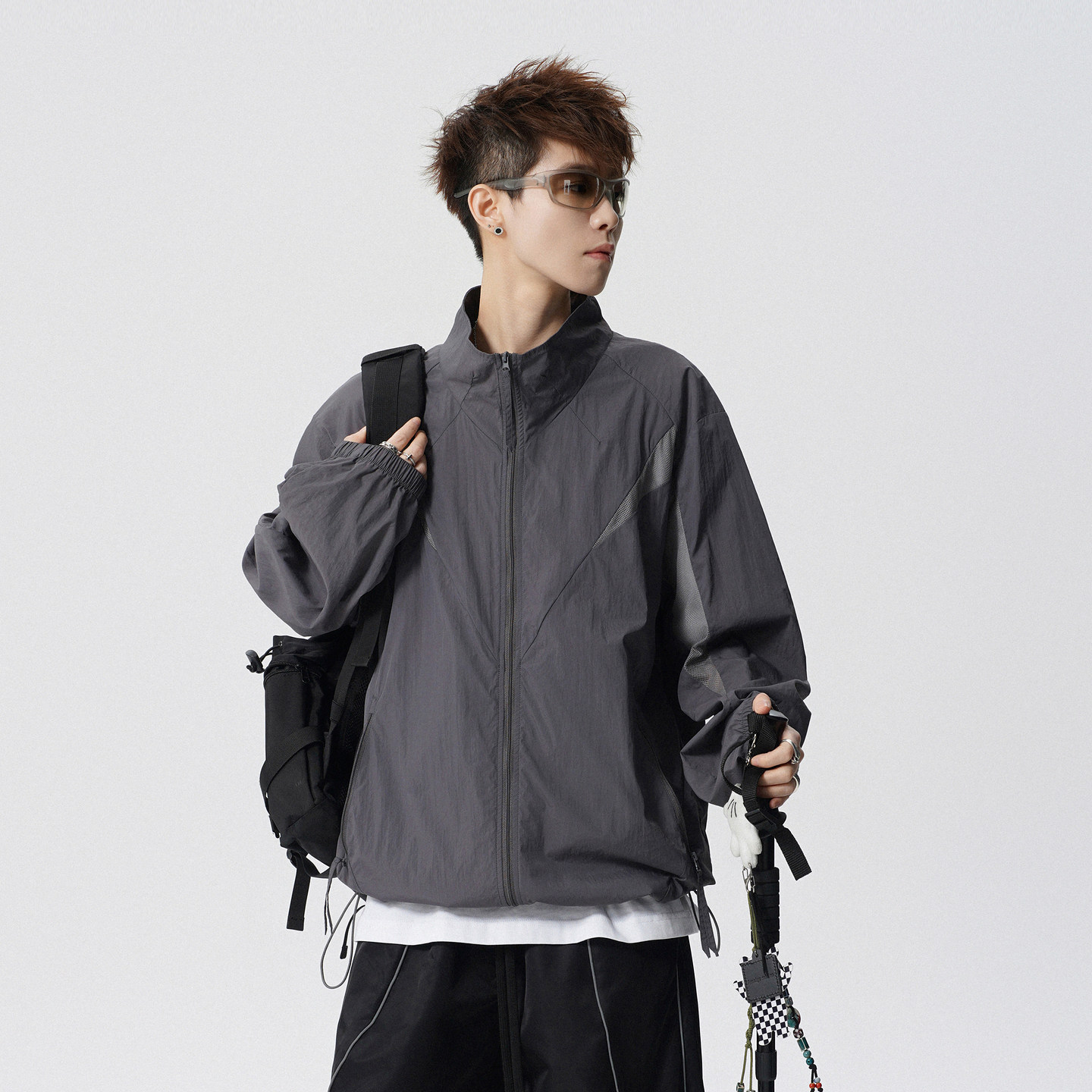 悟空有货户外网眼透气运动立领防晒服男女潮牌宽松防紫外线皮肤衣