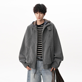 悟空有货美式 复古重磅呢料连帽夹克男女潮牌秋冬加厚百搭休闲外套