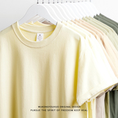 悟空有货日系220g重磅简约不透纯色短袖 T恤男女宽松基础打底体恤