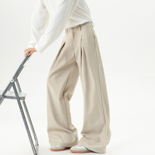 悟空有货复古打褶高级感垂感西裤 男潮牌宽松情侣阔腿百搭休闲长裤