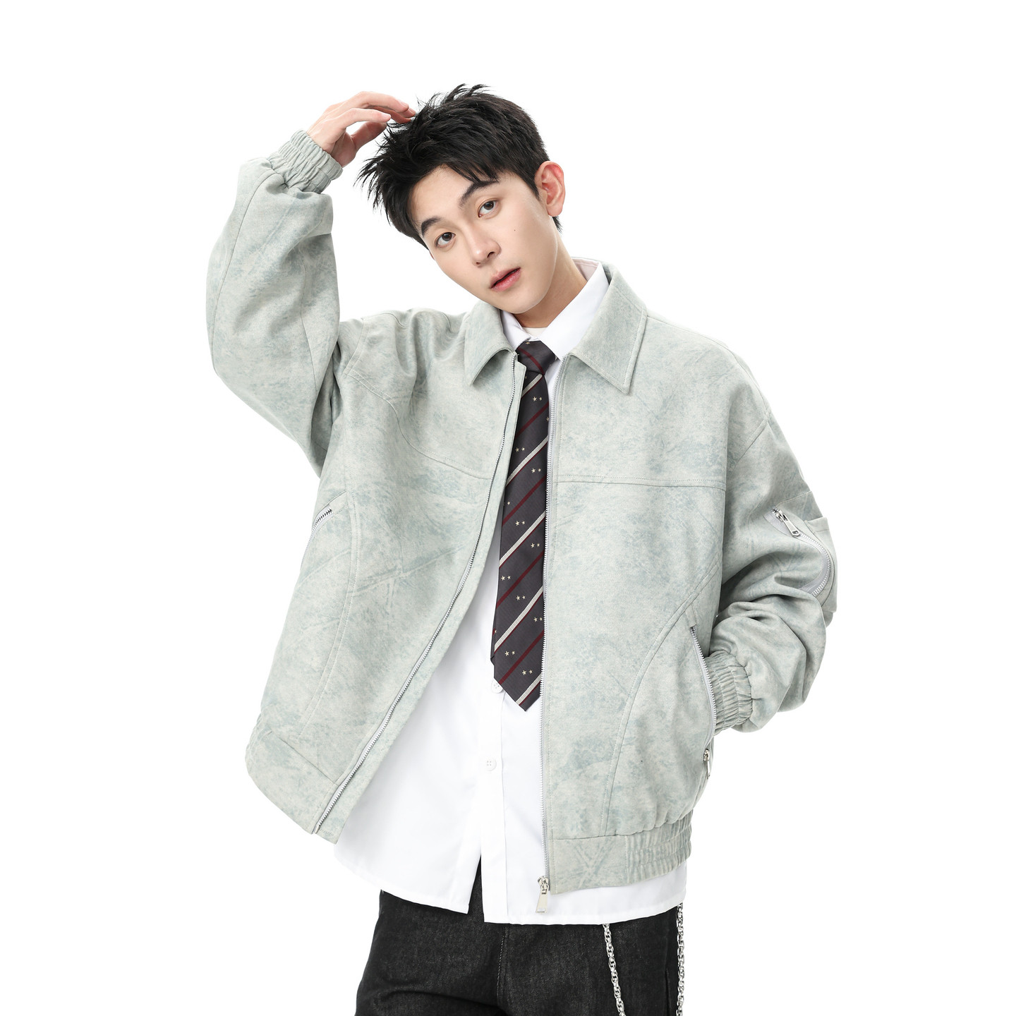 悟空有货潮牌美式扎染渐变翻领夹克男女春季宽松潮流百搭情侣外套,男装,夹克,淘宝优惠券,粉丝福利购,淘宝优惠卷