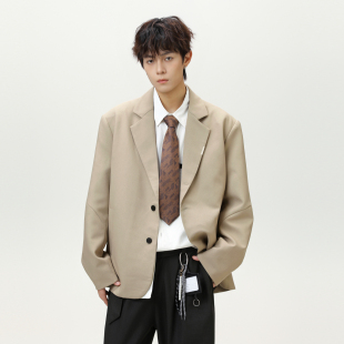 悟空有货复古高级感纯色西服外套男秋季 上衣 宽松情侣百搭休闲西装