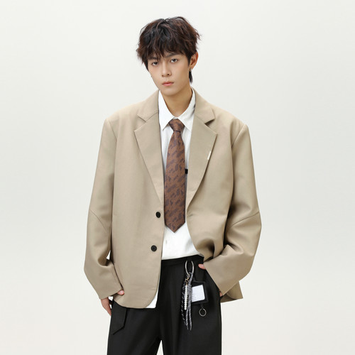 复古高级感纯色西服外套男秋季