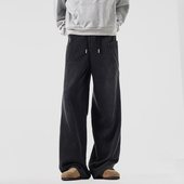 悟空有货美式 休闲裤 重磅cleanfit纯色运动卫裤 男潮牌宽松垂感工装