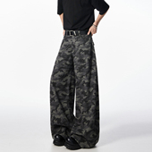 悟空有货美式 男潮牌嘻哈高街hiphop直筒阔腿裤 复古迷彩工装 牛仔裤