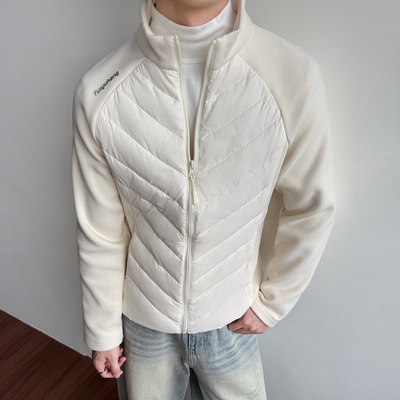 轻薄运动插肩袖修身排骨羽绒服男