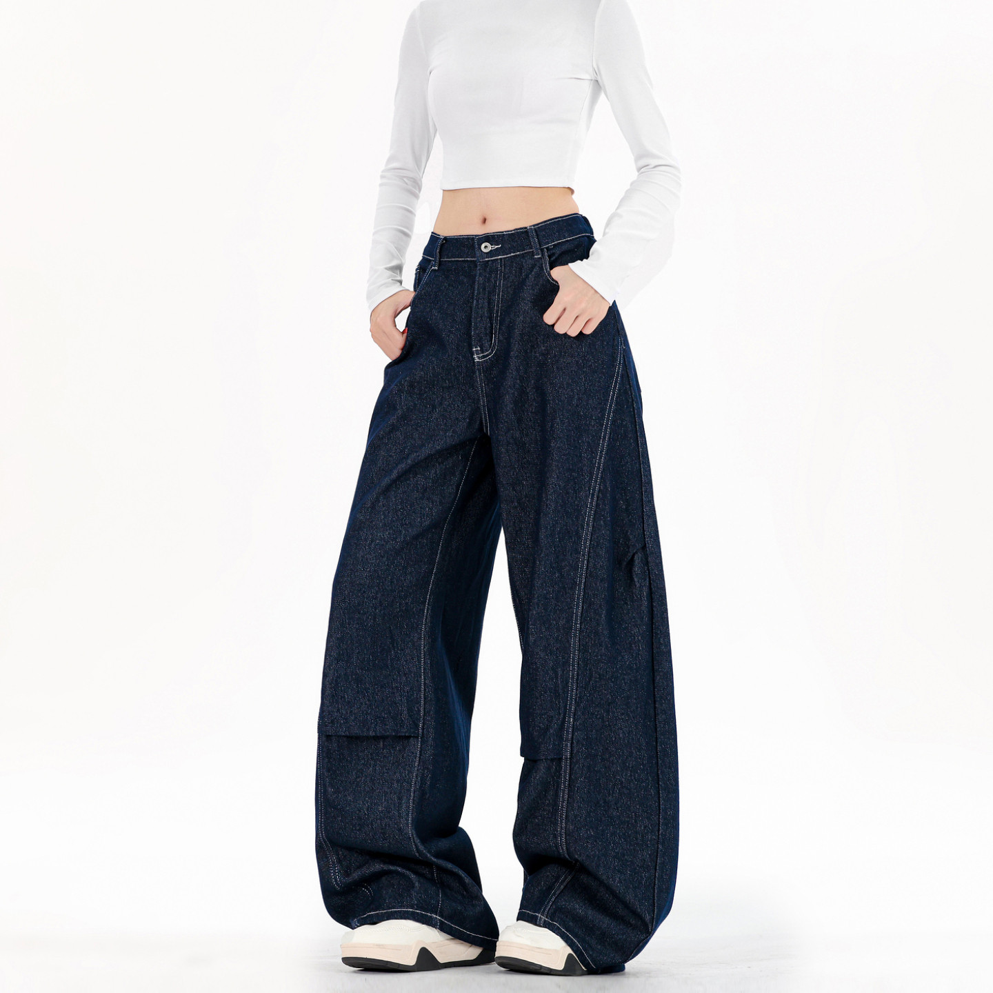 悟空有货潮牌美式复古丹宁弯刀牛仔裤男街头宽松潮流百搭阔腿长裤,男装,牛仔裤,淘宝优惠券,粉丝福利购,淘宝优惠卷