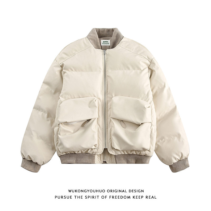 冬季美式复古加厚立领棉衣男潮牌