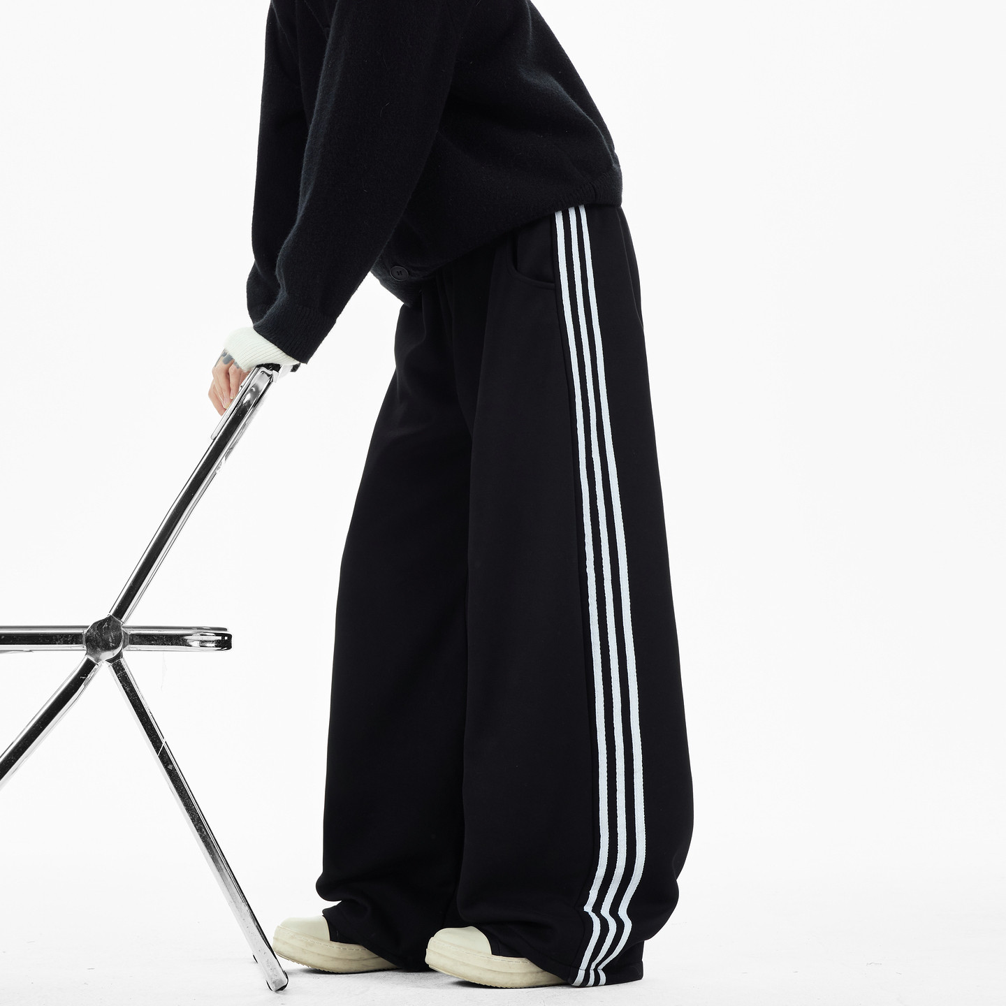 悟空有货美式复古条纹直筒垂感运动卫裤男女潮牌情侣宽松阔腿长裤,男装,休闲裤,淘宝优惠券,粉丝福利购,淘宝优惠卷