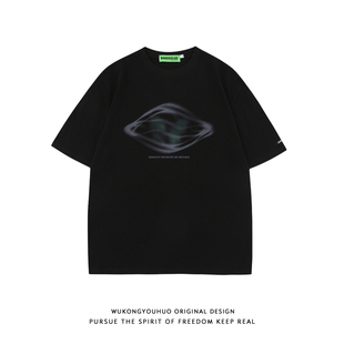 宽松潮流情侣体恤 T恤男女夏季 悟空有货美式 潮牌涂鸦印花纯棉短袖