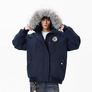 情侣保暖加厚外套 派克服棉衣男冬季 悟空有货美式 复古毛领连帽工装