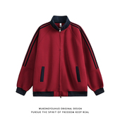 潮牌情侣宽松百搭外套 立领卫衣男秋季 悟空有货美式 复古三条杠开衫