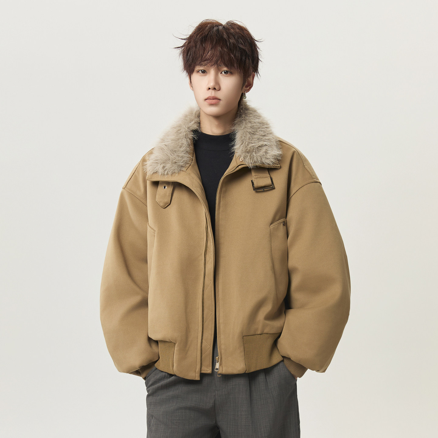 悟空有货美式复古毛领cleanfit短款棉服男女潮牌情侣防寒保暖棉衣,男装,棉衣,淘宝优惠券,粉丝福利购,淘宝优惠卷