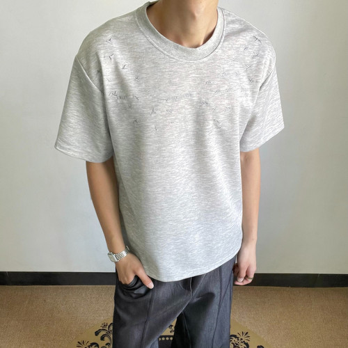 美式和平鸽刺绣圆领短袖T恤男