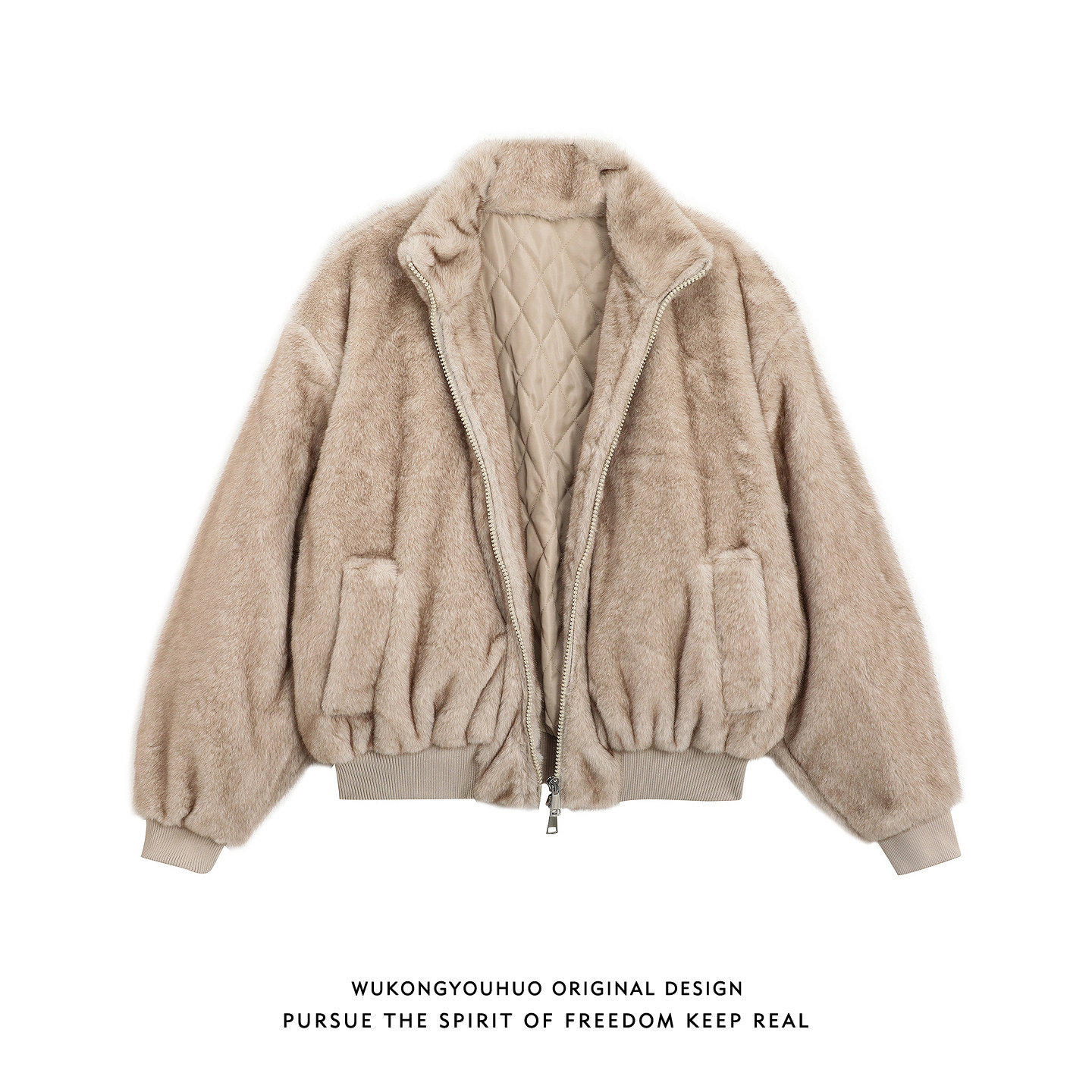 悟空有货美式复古冬季防皮草加厚棉衣外套男潮牌情侣保暖短款棉服