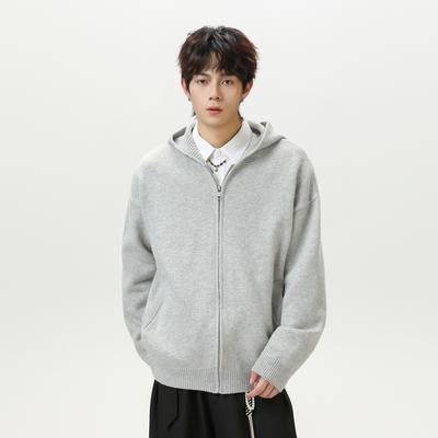 复古慵懒风拉链开衫毛衣男女秋季