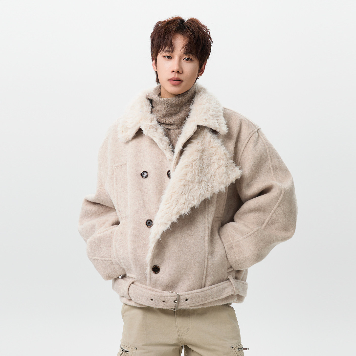 悟空有货复古高级感双排扣毛领棉服男女冬季情侣保暖休闲棉衣外套,男装,棉衣,淘宝优惠券,粉丝福利购,淘宝优惠卷