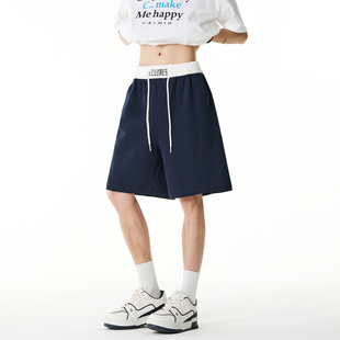 男女宽松百搭阔腿休闲短裤 悟空有货潮牌夏季 高级感撞色运动五分裤