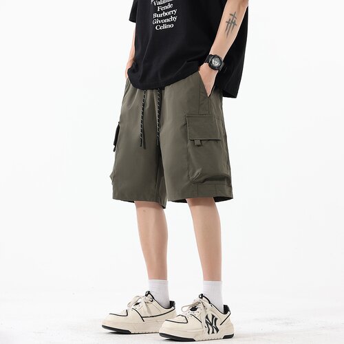 潮牌夏季复古多口袋工装短裤男