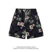 悟空有货夏威夷椰树印花运动短裤 男女冰丝轻薄凉感休闲沙滩五分裤